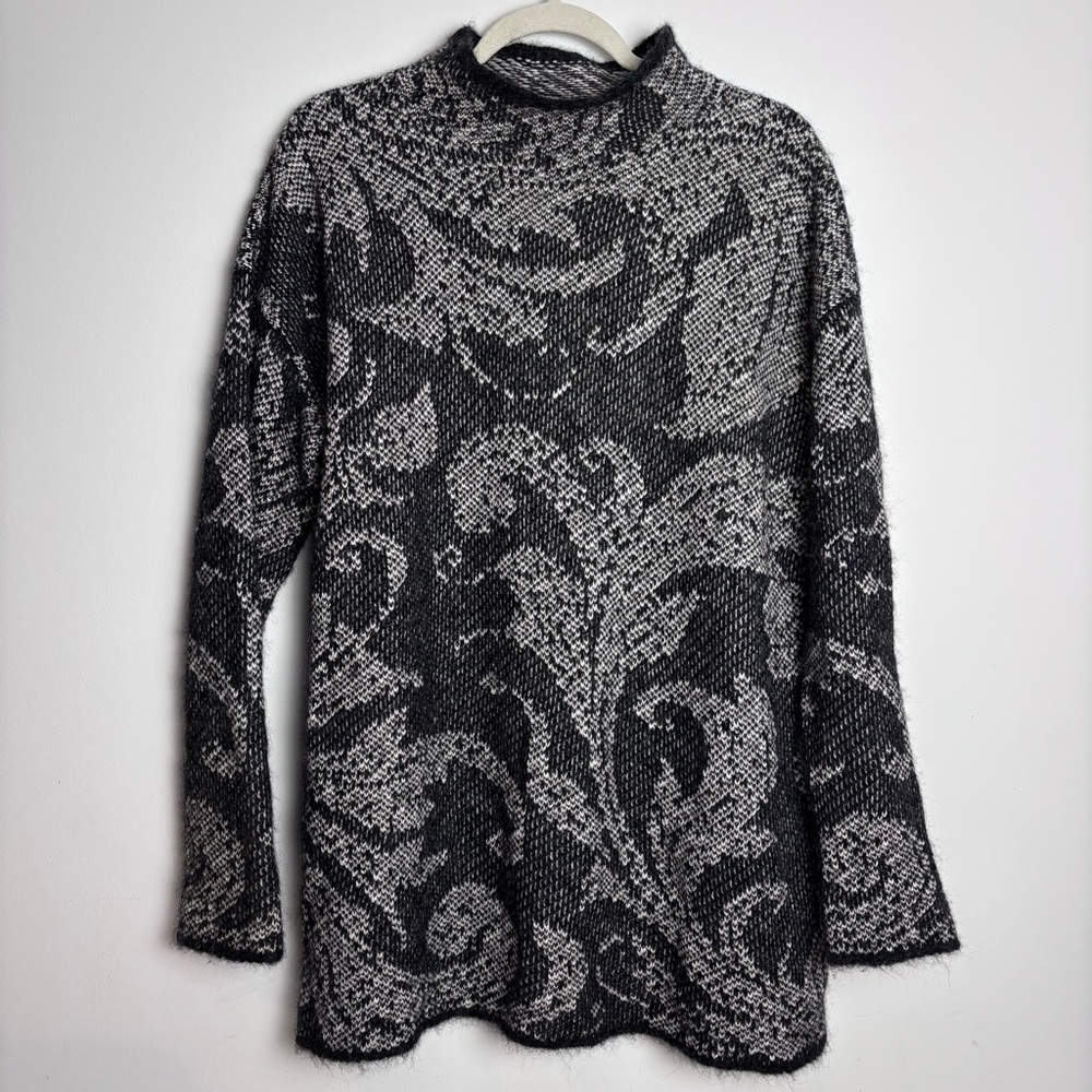NEW Peruvian Connection Sweater Tunic Blackwork Pima Cotton Alpaca Size M